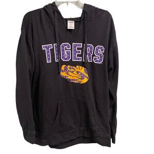 Pink Victorias Secret LSU Bling Hooodie Womens Pullover Size Medium Sweatshirt